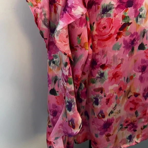 Floral Print Ruffle Shirt - Size Small - Picture 5 of 5